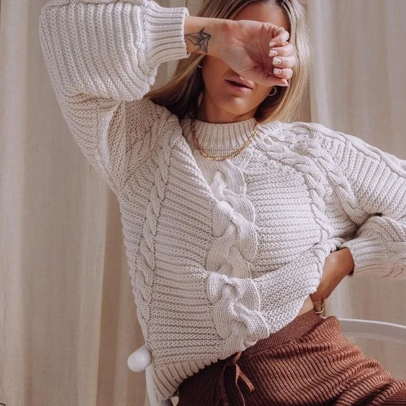 NWT Spell and the gypsy Brunch cable knit sweater - Picture 2 of 7
